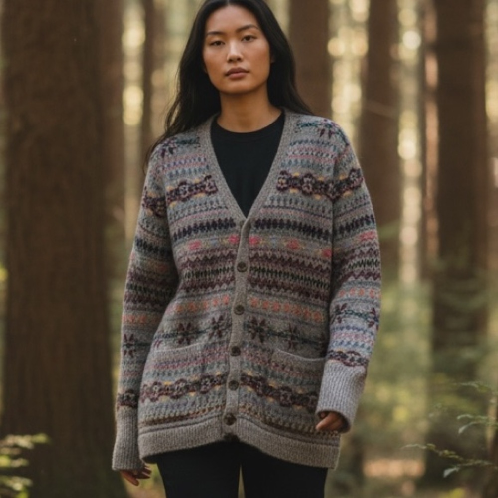 Vintage Lauren Ralph Lauren Fair Isle wool-blend cardigan  EUC 1X